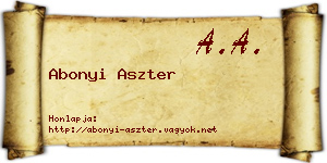Abonyi Aszter névjegykártya
